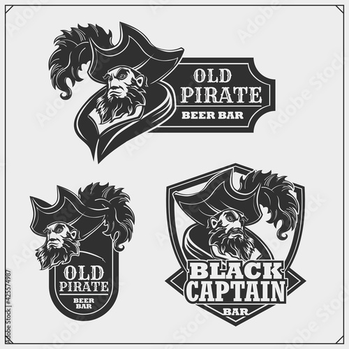 Beer bar emblems with pirates.