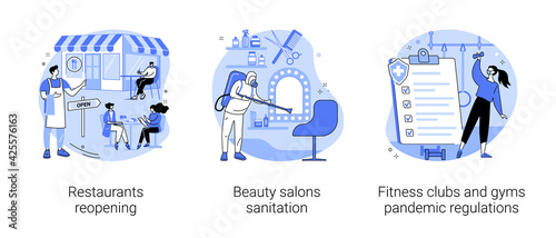 Covid19 business restrictions abstract concept vector illustrations.