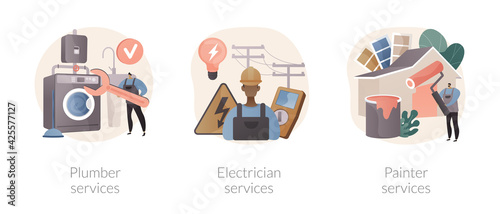 Contractor services abstract concept vector illustrations.