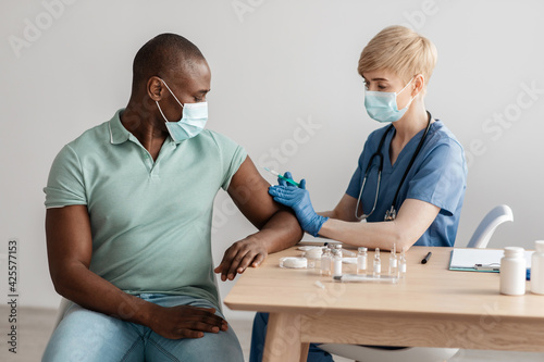 Slika na platnu Vaccine for immunization, treatment from coronavirus infection, medical, fight a