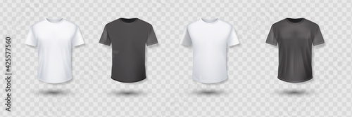 Shirt mock up set. T-shirt template. Black, gray and white version, front design.