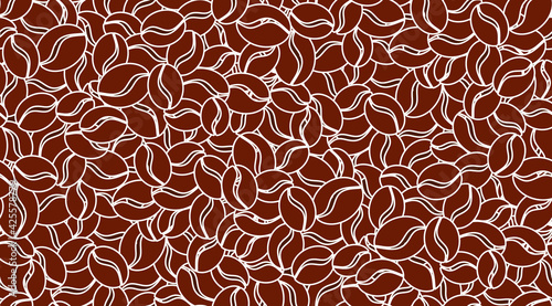 Seamless pattern with coffee beans. Vector illustration background for cafe, bistro, restaurant, bars menu card