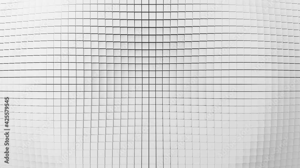 Abstract white cube geometry wave pattern motion, Clean 3D rendering minimal object ripple displacement illustration, modern presentation background, loading screen design Abstract white cube geometry wave pattern motion, Clean 3D rendering minimal object ripple displacement illustration, modern presentation background, loading screen design