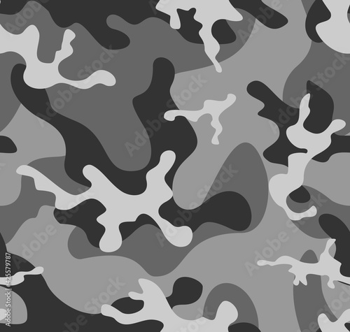 Camouflage gray pattern seamless, vector military. Army texture