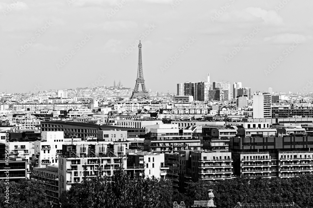 Eiffel tower and Butte Montmartre view