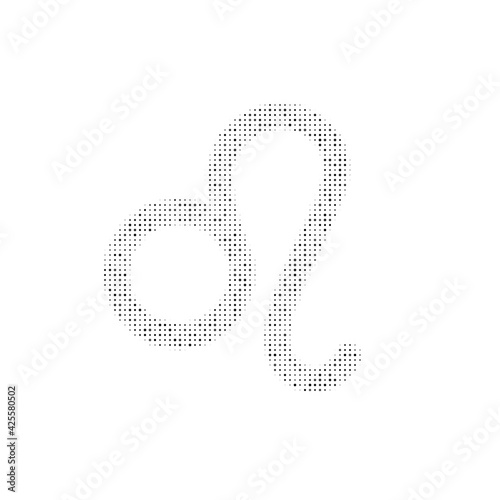 The zodiac leo symbol filled with black dots. Pointillism style. Vector illustration on white background