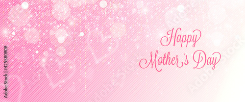 Happy Mother's Day web banners, greeting cards, pink and heart backgrounds