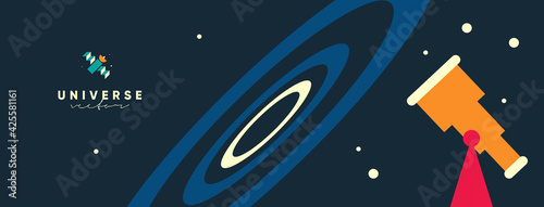Space. Cosmos. Vector illustrations. Simple flat illustrations about space and the science of the universe.Wallpaper, poster, cover.