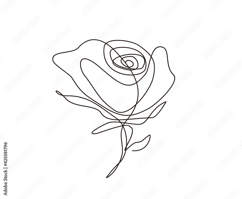 Continuous line drawing of rose flower. Minimalist line art vector design. Continuous line drawing of rose flower. Minimalist line art vector design.