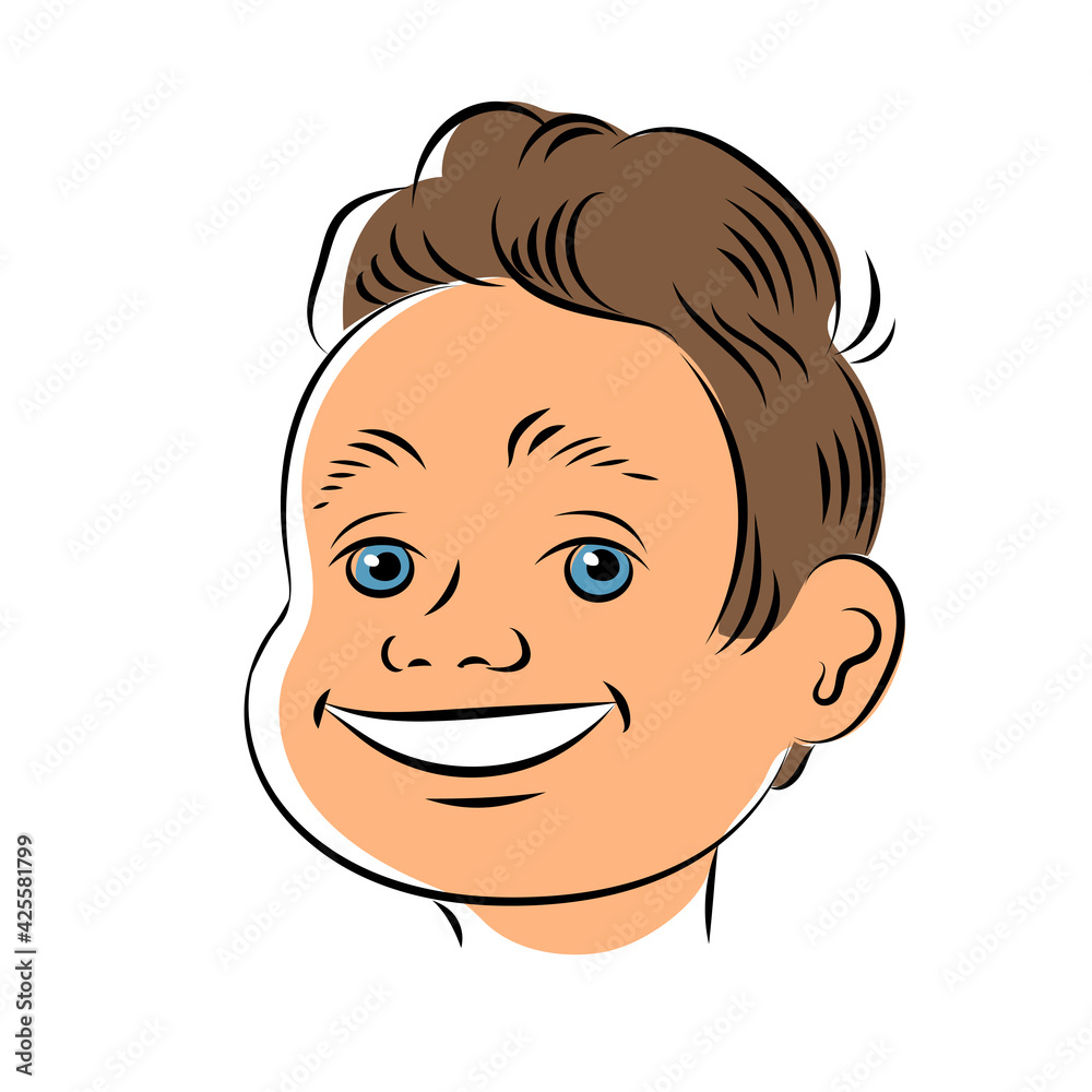 Portrait of a cheerful young man with a happy smile. Vector illustration isolated on white background. Portrait of a cheerful young man with a happy smile. Vector illustration isolated on white background.