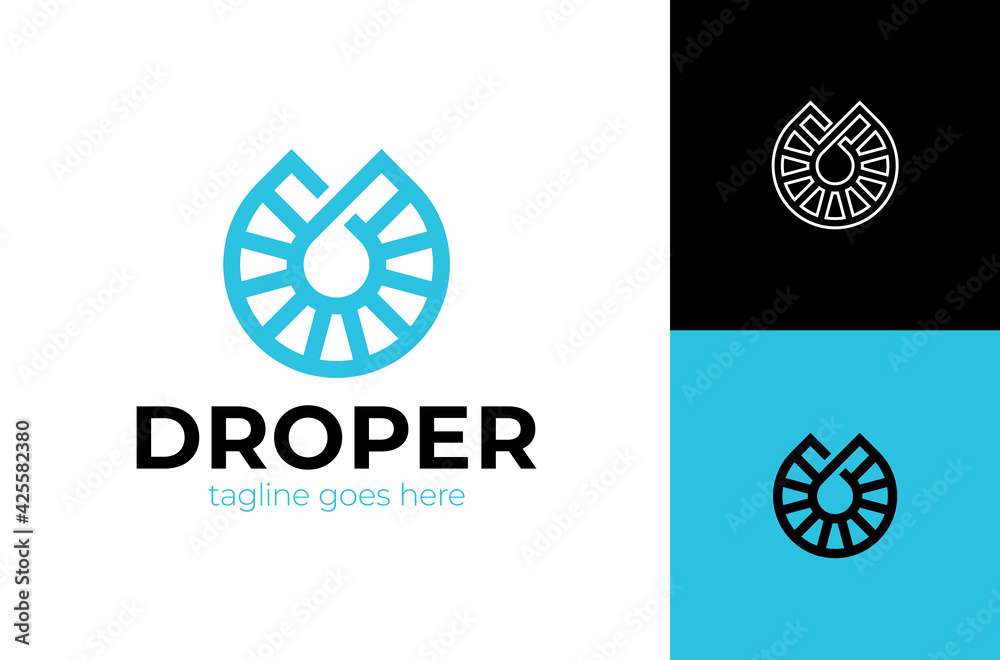 Drop logo. drop Logo design vector template Linear style. Blue Droplet lines aqua Logotype icon Drop logo. drop Logo design vector template Linear style. Blue Droplet lines aqua Logotype icon