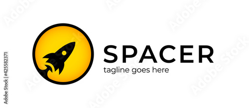 Rocket logo. Rocket launch circle logo design vector template. Start up logotype, Think outside the circle logotype, logistic and delivery logo