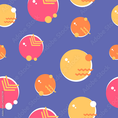 Bright abstract pattern with colorful circles. Seamless texture. Vector illustration.