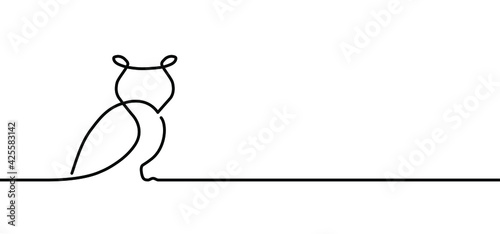 Owl line pattern. Vector owls sign. Animal bird symbol. Art birds cartoon, outline style. Hand drawn silhouette. Owl represents magic, clairvoyanc, weisdom, books, library. Bird of prey, Oehoe logo.
