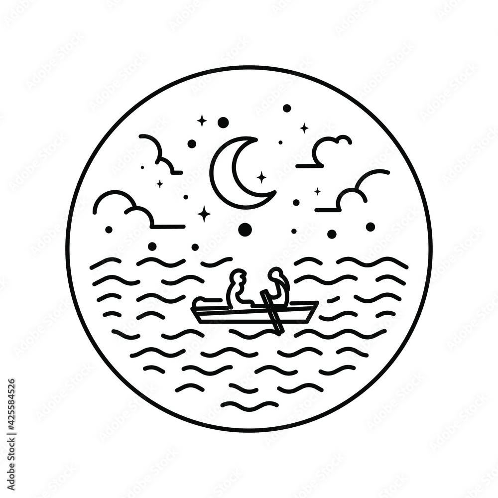 sweet monoline on sea illustration