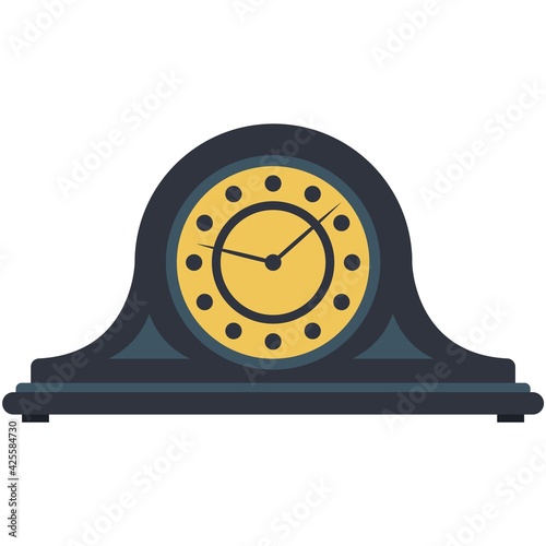 Clock vector old vintage wood clockwork illustration