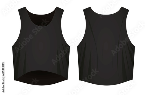 Black women crop top. vector illustration