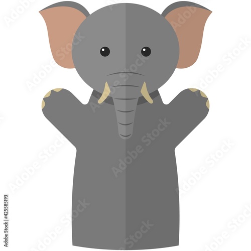 Vector elephant hand puppet doll for theatre show