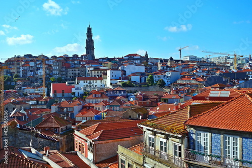 Portugal-view of Porto city with church tower