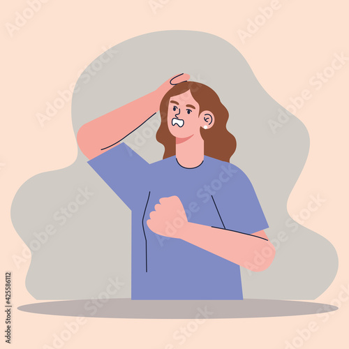 woman panicking character