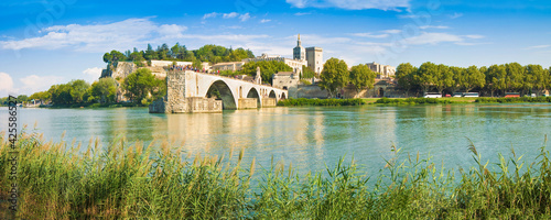 Panorama view of Avignon city with the ancient broken medieval b photo