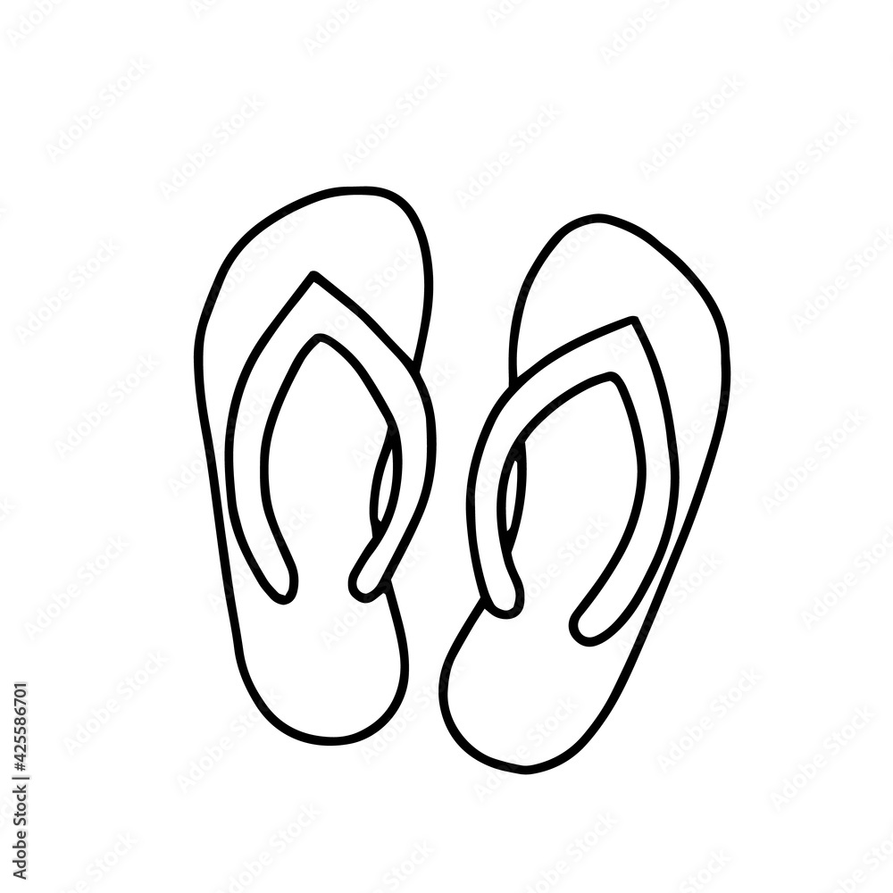 Flip flop sandal shoes . Up side, vector doodle illustration Flip flop sandal shoes . Up side, vector doodle illustration