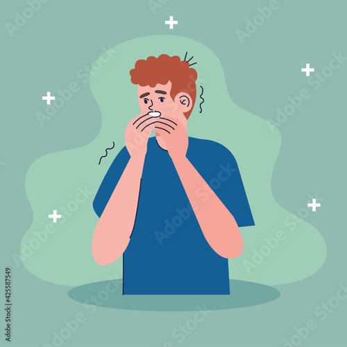 man with panic