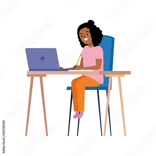afro schoolgirl elearning