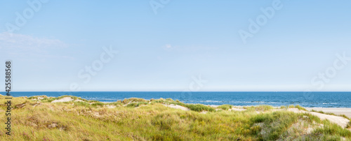 North Sea Beach with Dunes and Ocean - Panorama View