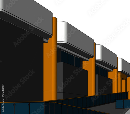 3d illustration of abstract modern architecture