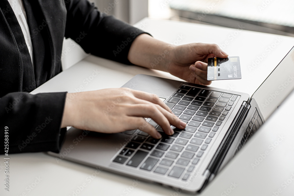 The concept of using credit card to pay for goods or services on online websites, online shopping by credit card, full card information on the website can pay for goods and services.