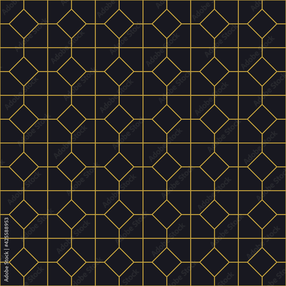Geometric golden ornament grid on gray background. Seamless fine abstract pattern, wrapping paper Geometric golden ornament grid on gray background. Seamless fine abstract pattern, wrapping paper