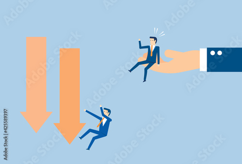 Business support hand after business slump