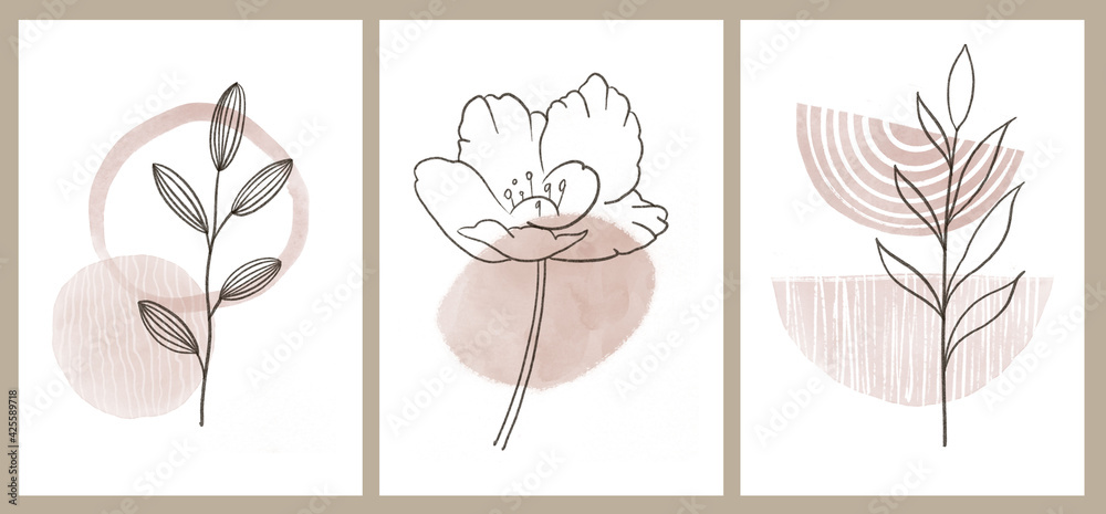 Gallery wall art set of 3 printable minimalist print. Stock ...