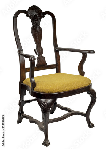 Chippendale style ,antique mahogany Chair isolated on white background photo