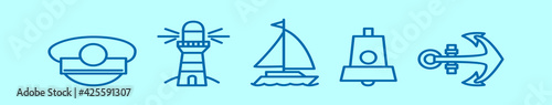 set of nautical cartoon icon design template with various models. vector illustration isolated on blue background