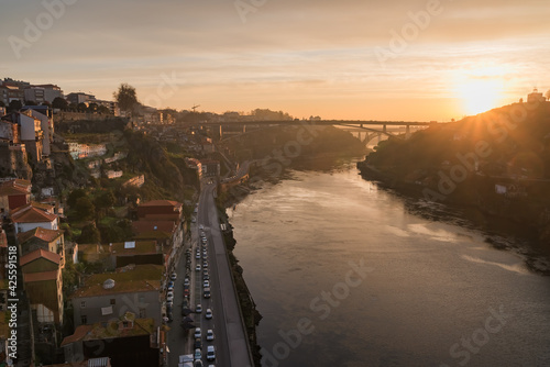 Aerial view of  Bridge at the morning, Porto, Portugal