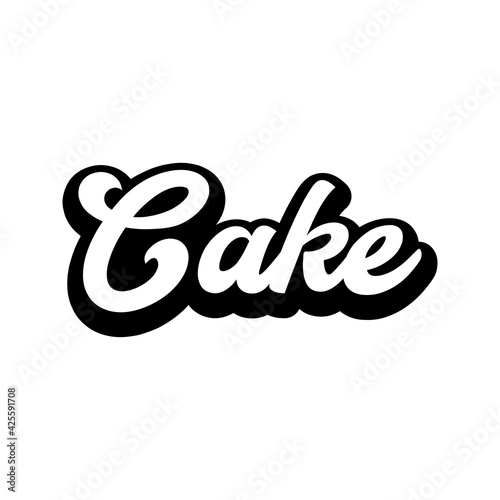 Logotipo con texto manuscrito Cake escrito a mano con sombra en color negro