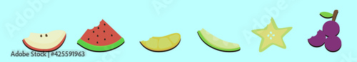 set of slice fruit bite cartoon icon design template with various models. vector illustration isolated on blue background
