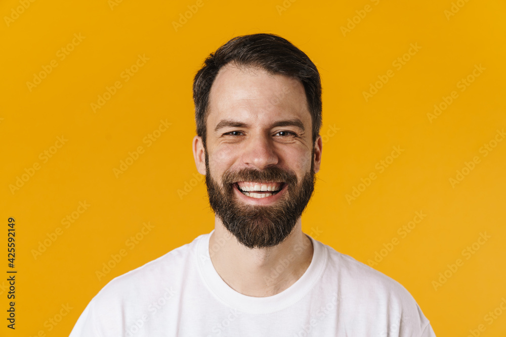 Obraz premium Portrait of a happy brunette bearded man