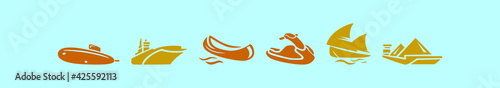 set of water transportation cartoon icon design template with various models. vector illustration isolated on blue background