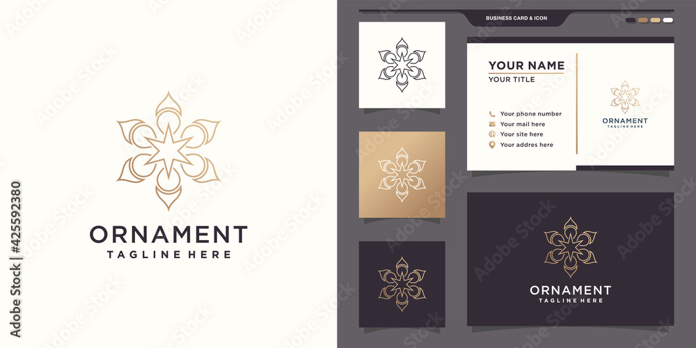 Monogram ornament logo template and business card design. Premium Vector