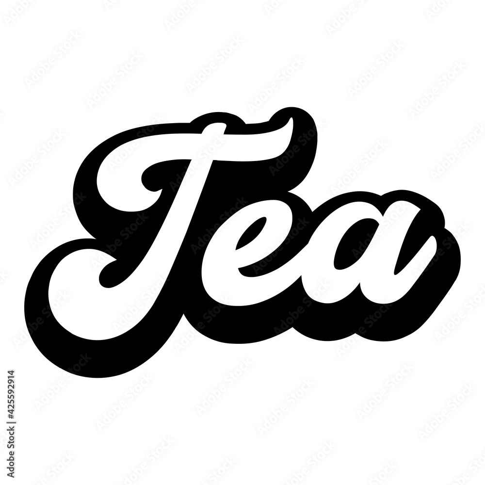 Logotipo con texto manuscrito Tea escrito a mano con sombra en color negro