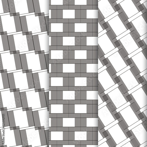 Varios patrones con líneas y rectángulos