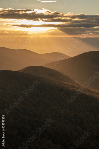 Sunset by the Craggy Pinnacle. In the Blue Ridge Parkway North Carolina.