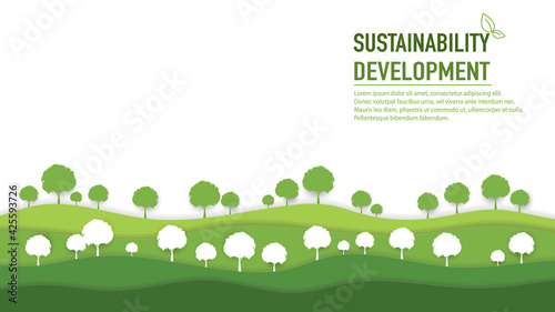 Eco friendly and sustainability development concept with layer of paper cut design, World environment and Ecology