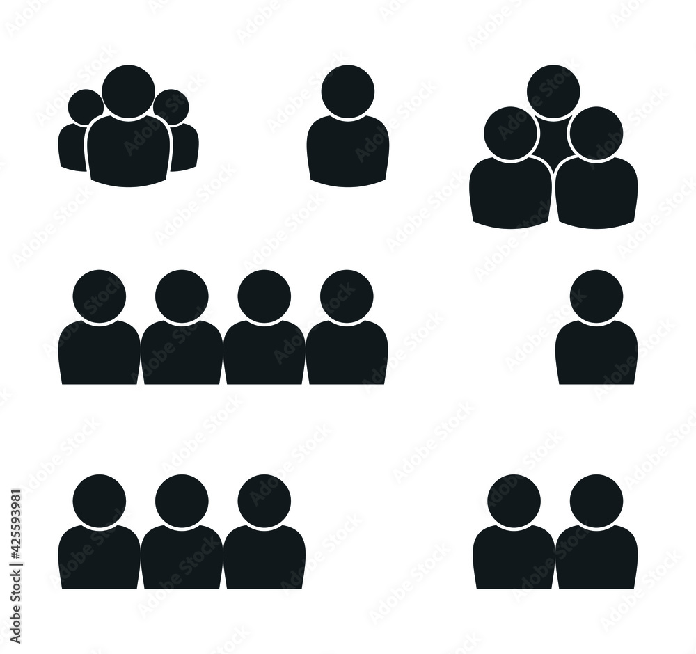 user icon, user avatar pictogram, single and group characters user icon, user avatar pictogram, single and group characters