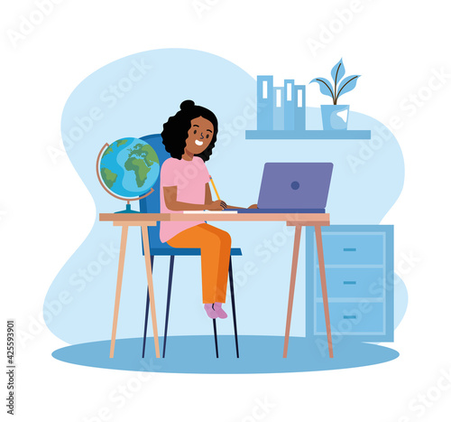 afro student girl