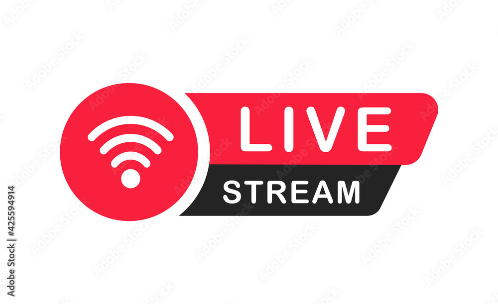Live Stream icon. Vector design element play button for news and television or online broadcast. Web banner for blog, player, broadcast, website, online radio, media labels, logo. Vector Live Stream icon. Vector design element play button for news and television or online broadcast. Web banner for blog, player, broadcast, website, online radio, media labels, logo. Vector