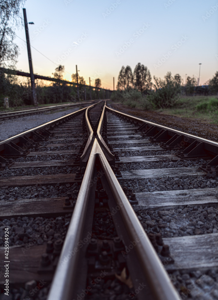 Railway Tracks in the Evening